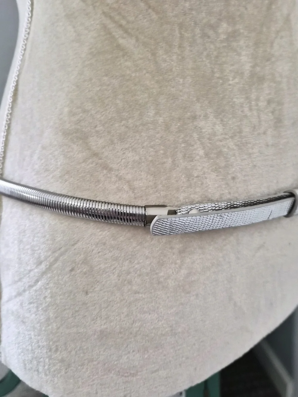 Silver Metallic Snake Print Skinny Snake Chain Belt Medium